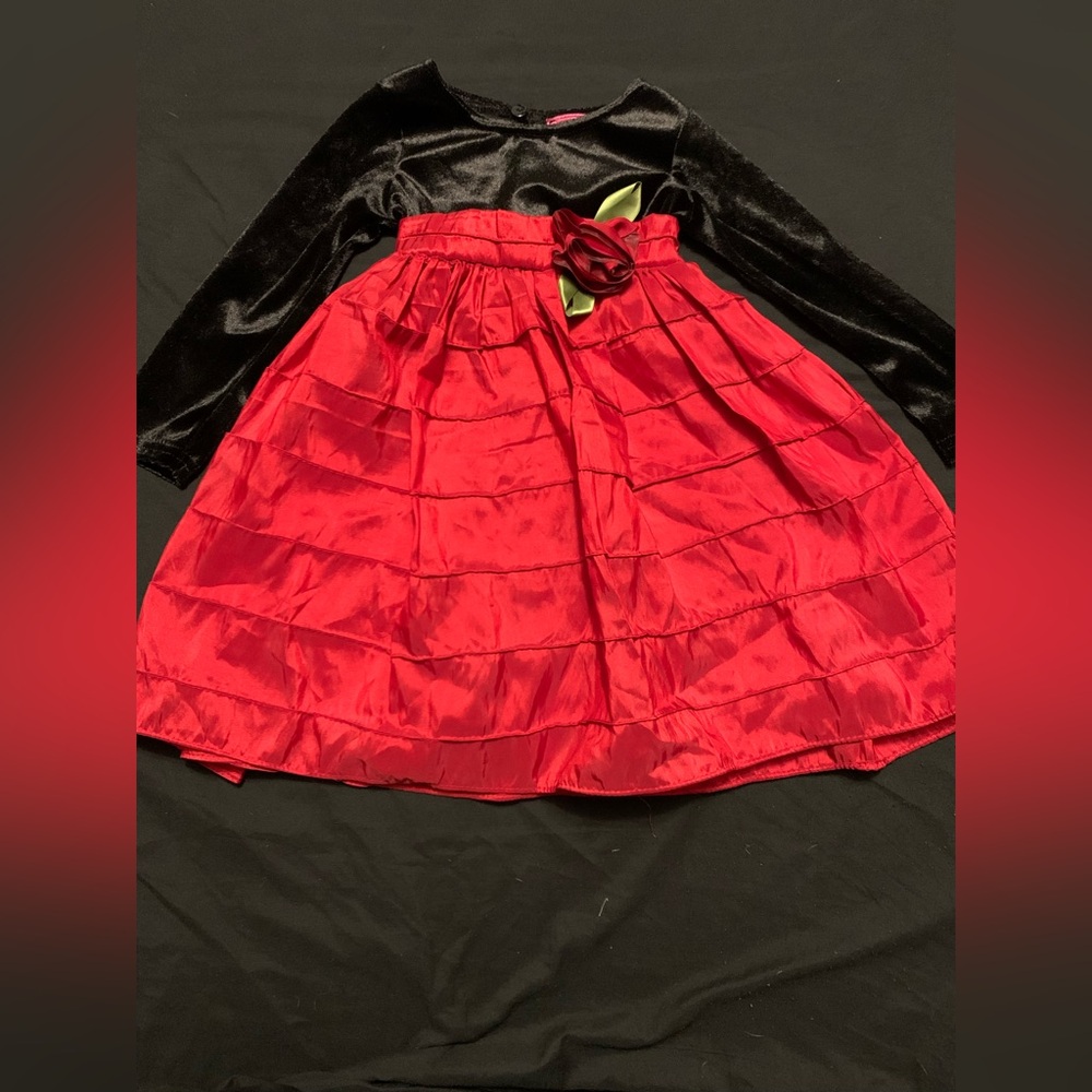 Red and black little girls dress
